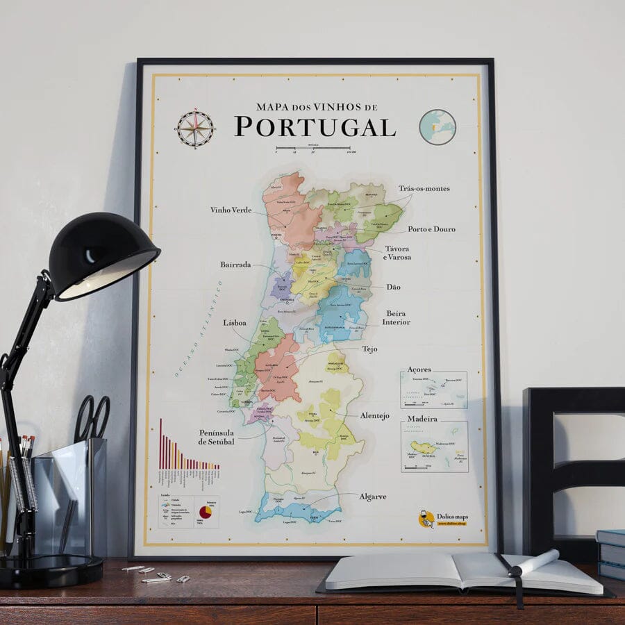 La carte des vins Affiche - Carte des vins du Portugal - 50 x 70 cm