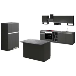 Dmora Vollständige Küche Dancelott, Set mit Speisekammer, Küchenzeile Schrank, 100 % Made in Italy, Anthrazit und Schiefer