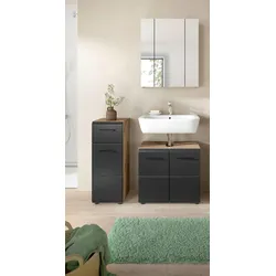 Badezimmer Ice 3-tlg. Schwarz/Eiche dunkel