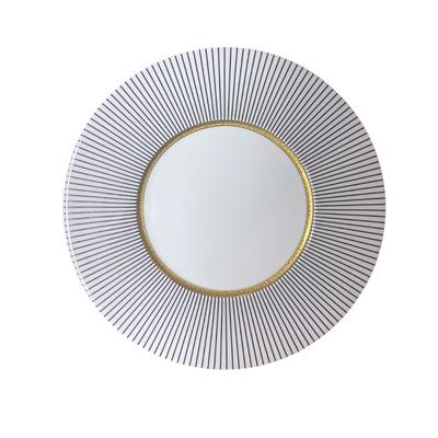 Porzellan Dessertteller 23cm, schwarz/weiss gestreift mit goldenem Rand