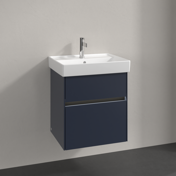 Villeroy und Boch Collaro Waschtischunterschrank C007B0VQ 51x54,6x41,4cm, Waschbecken mittig, LED-Beleuchtung, marine blue
