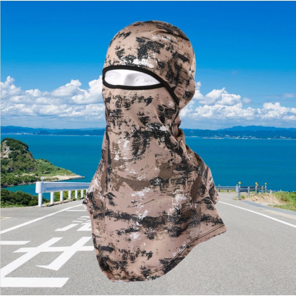 INF Sommer-Radfahr-Camo-Gesichtsmaske aus Polyester mit Ice-Silk-Touch, winddicht, Sonnenschutz, als Kapuze oder Halswärmer