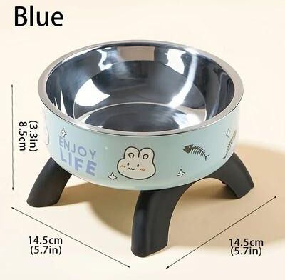 Uplift Essentials Professional Elevated Anti Tip Stainless Steel Pet Bowl blue