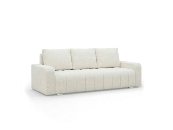 Mebligo - Sofa mit Schlaffunktion und Bettkasten 227 cm Breit Abrielle, 3 Sitzer Sofa, Schlafsofa mit Bonell Federkern, Ausziehbares Couch, Schlafcouch Wohnzimmer - Cremefarben