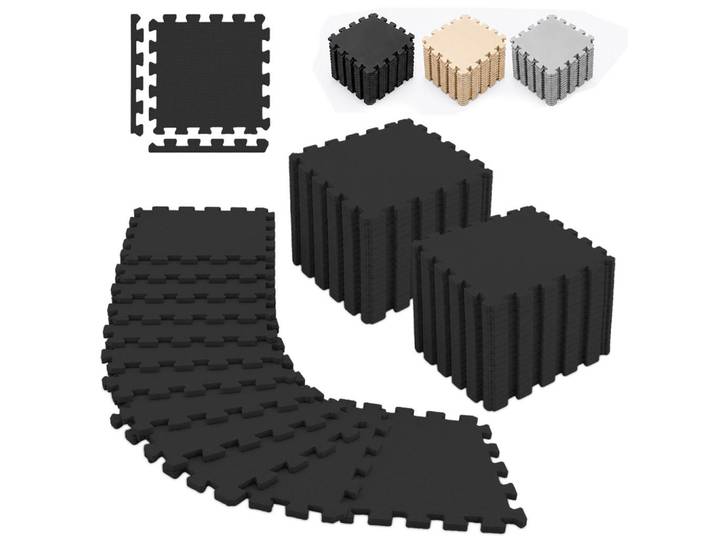 Relaxdays Bodenschutzmatte Schwarz 36er-Set 30x30 cm, Textil, 30x30 cm, Büromöbel, Bürostühle, Bürostuhl-Ersatzteile & Bodenschutzmatten