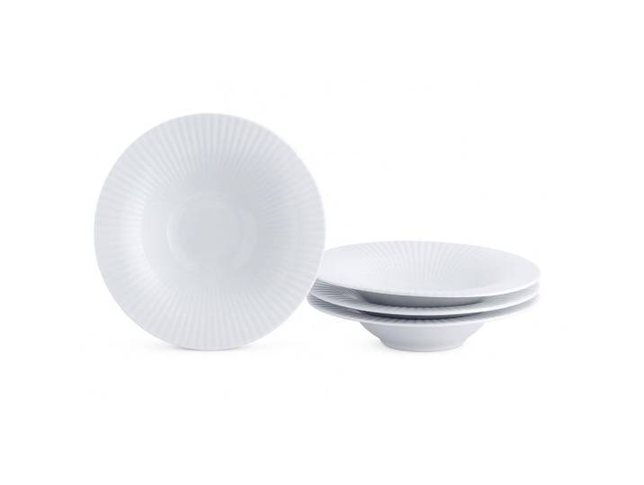 Creatable Gourmetteller Allegra Weiss, Weiß, Keramik, 4-teilig, rund, stapelbar, Geschirr, Teller, Barbecue-Teller & Spezialteller