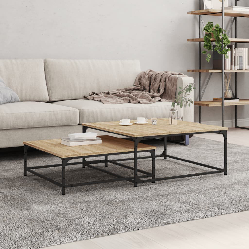 Borough Wharf vidaXL Nesting Coffee Tables Telephone Table End Table Engineered Wood Sonoma Oak