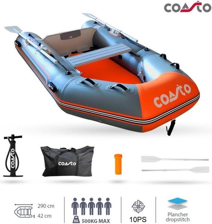 COASTO Schlauchboot mit Dropstitch Boden Dingi Beiboot Motorboot Ruderboot 290cm Boot