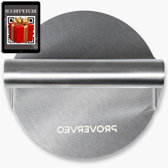 Professionele Smash Burger Pers van RVS in Zilver, Diameter: 14 cm