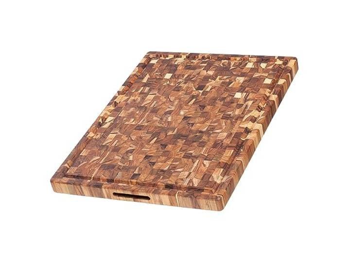 Teakhaus Stirnholz-Schneidebrett, Saftrille, 61×45 cm, FSC-Teakholz Butcher Block, messerfreundlich, für Fleisch und Gemüse, natürlicher Ölgehalt, wasserabweisend, pflegeleicht