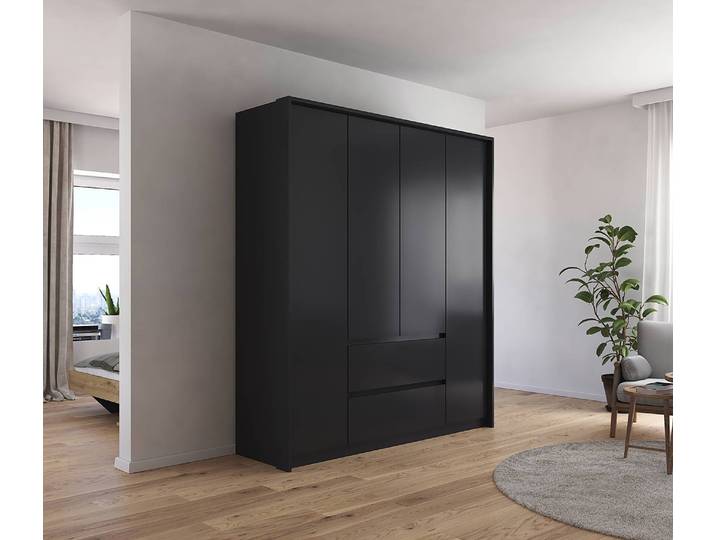 Drehtürenschrank mit Passepartout 185cm ohne Beleuchtung Grau/Graumetallic ohne Spiegeltür/-en