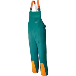 Forstschutz-Latzhose Design C, Klasse 1, grün/warnorange, Größe 52 - grün/orange - 52