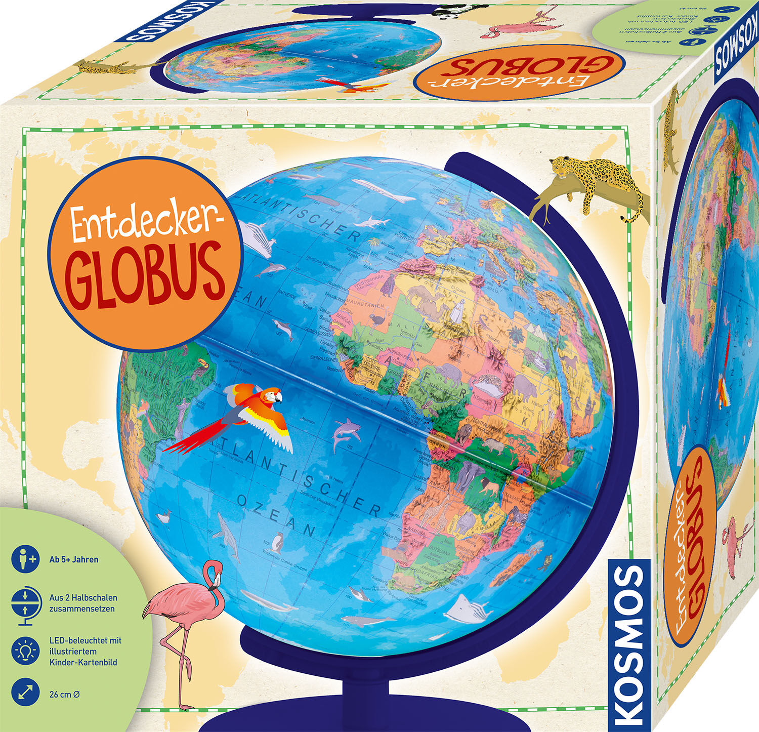 Globus KOSMOS "Entdecker-Globus", bunt, Globen, KinderØ:26cm, Kunststoff, Globus, Made in Germany, Ø:26cm