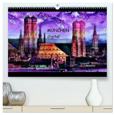 München digital (hochwertiger Premium Wandkalender 2027 DIN A2 quer), Kunstdruck in Hochglanz