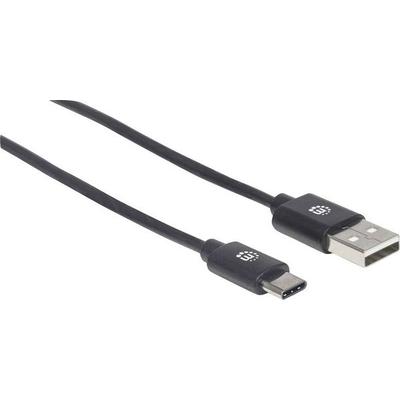 Manhattan USB-Kabel USB 2.0 USB-A Stecker, USB-C® Stecker 2.00 m Schwarz 354929