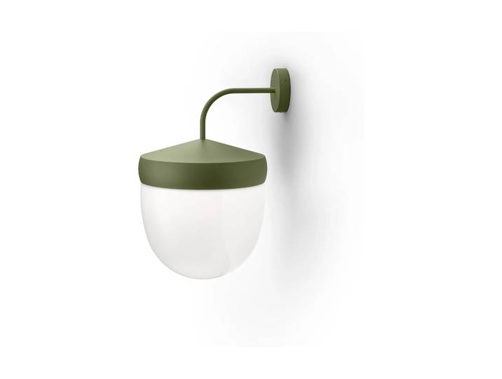 Noon Lampe murale Pan 30 cm verre givré Vert militaire