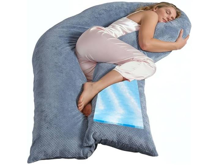 Traumreiter Seitenschläferkissen Visco XXL langes Wendekissen Memory Foam [orthopädisch] + Watte Seite Schwangerschaftskissen zum Schlafen, Stillkissen Komfortkissen, mit Bezug Tauben Blau Deluxe