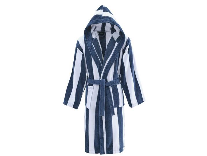 Ppeignoir adulte mixte rayé velours indigo l