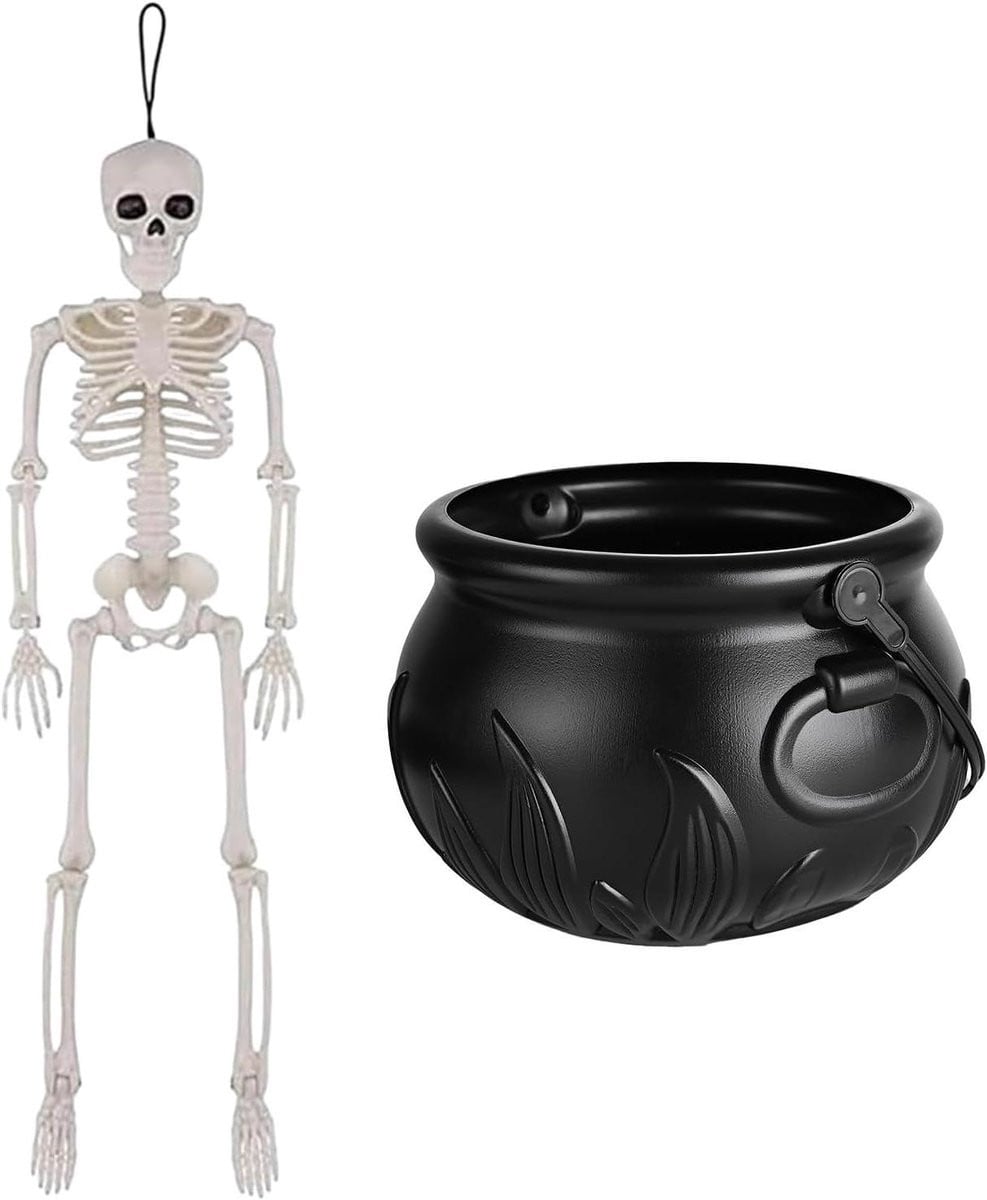 Zwarte Heksenketel Kom voor Halloween Decoratie - Breedte: 26 cm