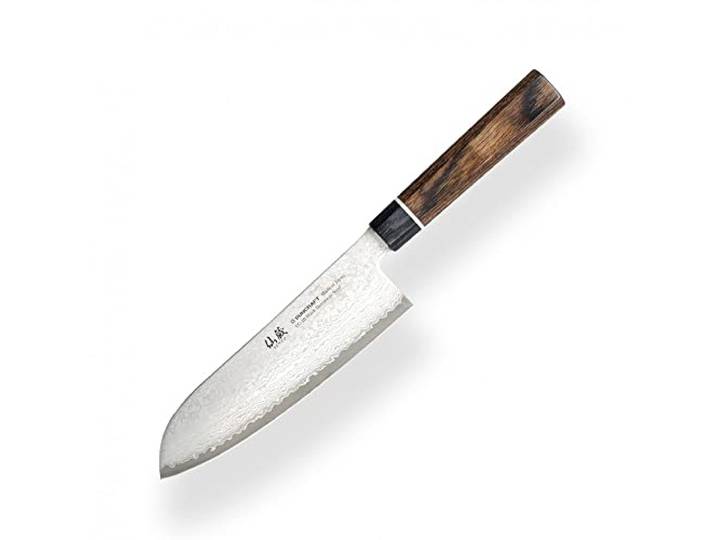 SUNCRAFT SXLBD-04 VG-10 Black Damascus Santoku messer - Kern aus japanischem VG-10 Stahl zwischen 66 Schichten aus 2 rostfreien Damaststählen und ergonomischem Griff, Klinge 167 mm