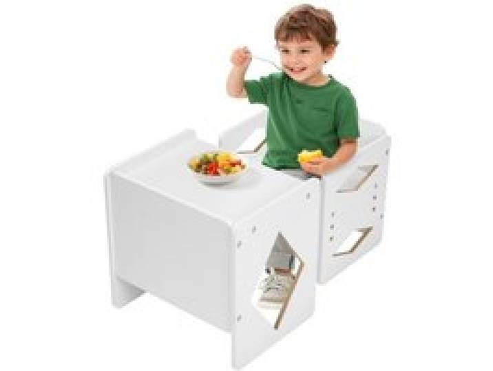 VEVOR Montessori Tisch Stuhlset Kleinkindertischset (1 Tisch + 1 Stuhl) aus Holz für 1–5-Jährige, höhenverstellbarer Aktivitätstisch Spieltisch für Kinder, ideal zum Lesen Essen Spielen – Weiß