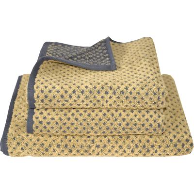 Handtuch Set DYCKHOFF "Golden Shades Rhombus", gold (goldfarben), 3 Stk., Walkfrottier, Walkfrottier, Obermaterial: 100% Baumwolle, Handtuch-Sets, 2 Handtücher (50x100 cm), 1 Badetuch (70x140 cm)