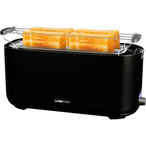 Clatronic Toaster TA 3802, mit 7 Röststufen & Auftaufunktion, Kunststoff, 1400W, Langschlitz mit Brötchenaufsatz, 4 Scheiben