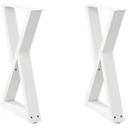 Helloshop26 - Set mit 2 verstellbaren Tischbeinen aus Stahl für mehr Stabilität 50 x 72–73 cm weißer Stahl 02_0057003