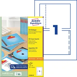 AVZ C32250-25 - CD-Einleger, Inkjet, Laser, 25 Stück,  weiß