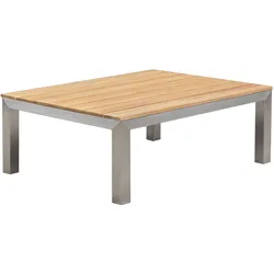 OUTFLEXX Beistelltisch, silber/natur, Edelstahl/Teakholz, 90 x 70 x 33 cm, FSC®-zertifiziertes Produkt