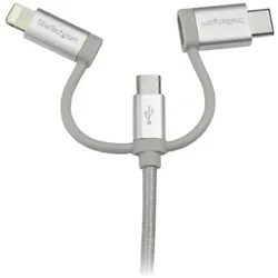 StarTech USB Lightning Kabel - USB-C Micro-B Laddekabel - 1m - geflochten - Silber - USB auf Lightning Kab... (1 m, USB 2.0), USB Kabel