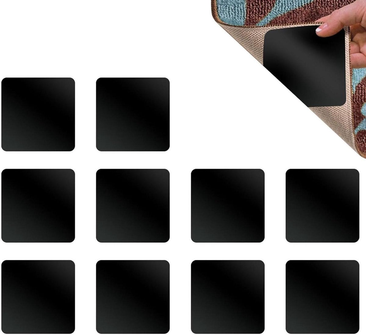 10 stuks Tapijtgrippers - Antislip Strips - Zelfklevend - 10 x 10 cm