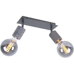 Deckenlampe Deckenleuchte Spotlampe Spotleuchte Wohnzimmerlampe Deckenstrahler, 2 Flammig Spots beweglich, Metall silber antik, E27 Fassungen, LxBxH 31x10x16cm