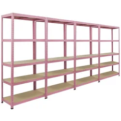 Berlinlodge Mega Deal 4x Wohnregal PINK LADY, HxBxT 180x90x40cm, Fachlast 175kg, 5 Ebenen, Pink, Bücherregal, Standregal, Büroregal