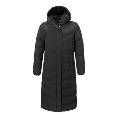 Daunenmantel SCHÖFFEL "Down Coat Style Vindave WMS", Damen, Gr. 48, schwarz, Obermaterial: 100% Polyester. Futter: 100% Polyester. Füllung: 80% Daunen, 20% Federn, Mäntel Daunenmantel, aus Polyester, sportlicher Stil, winddicht