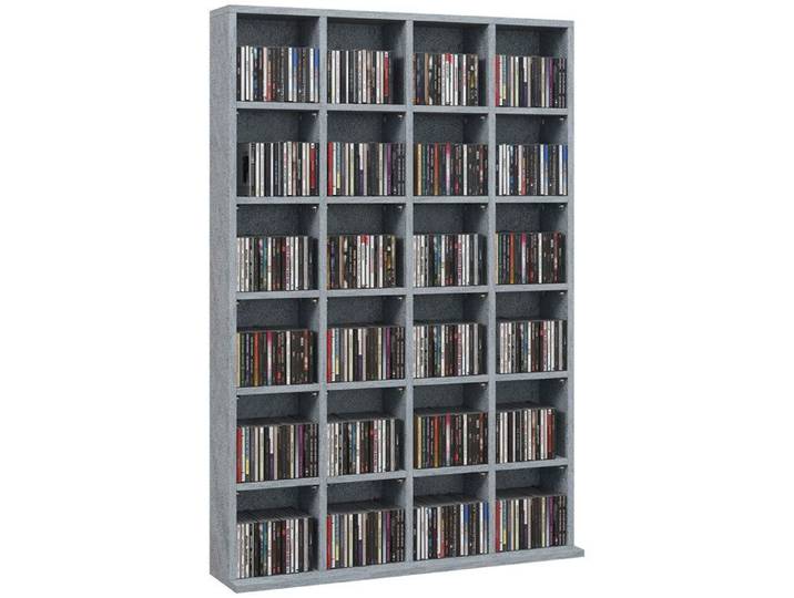 Meuble de rangement multimédia 456 CD/ 336 DVD - HOMCOM - bibliothèque en bois avec étagères réglables - 89 x 130 5 cm - gris