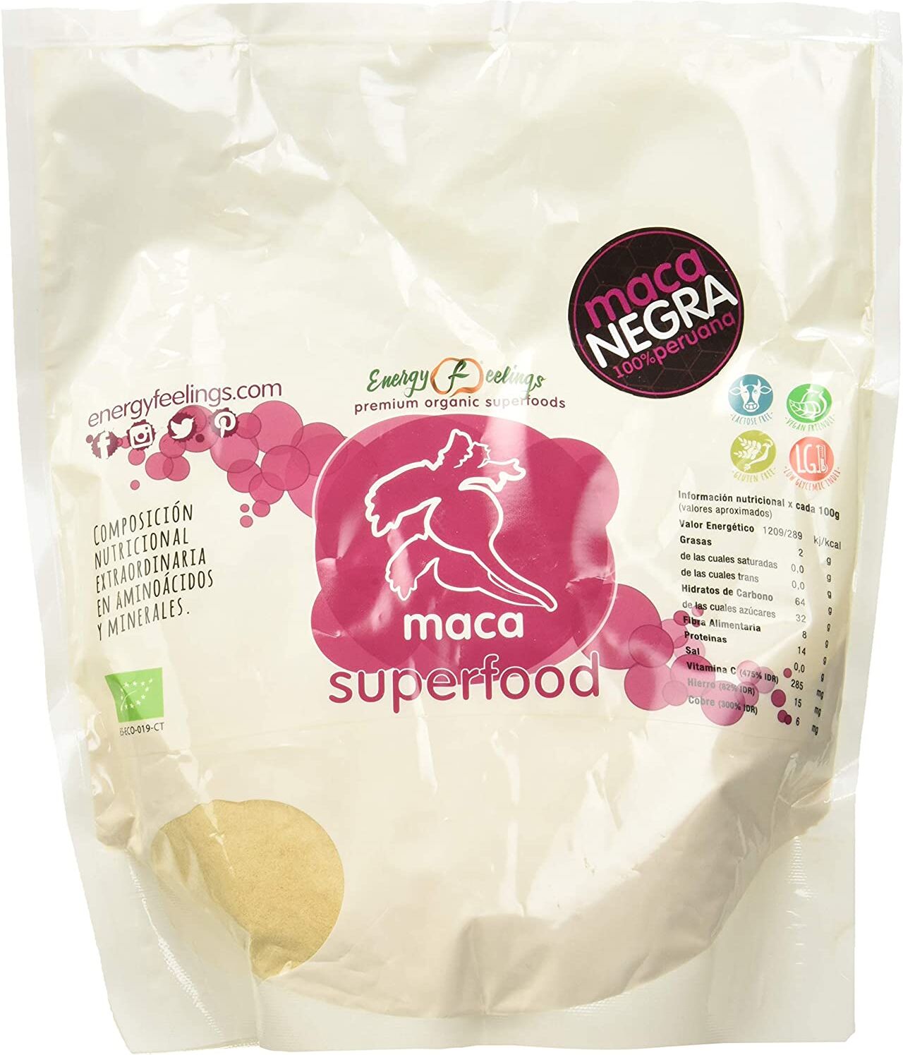 Energy Feelings Black Maca Eco Powder 500 gr