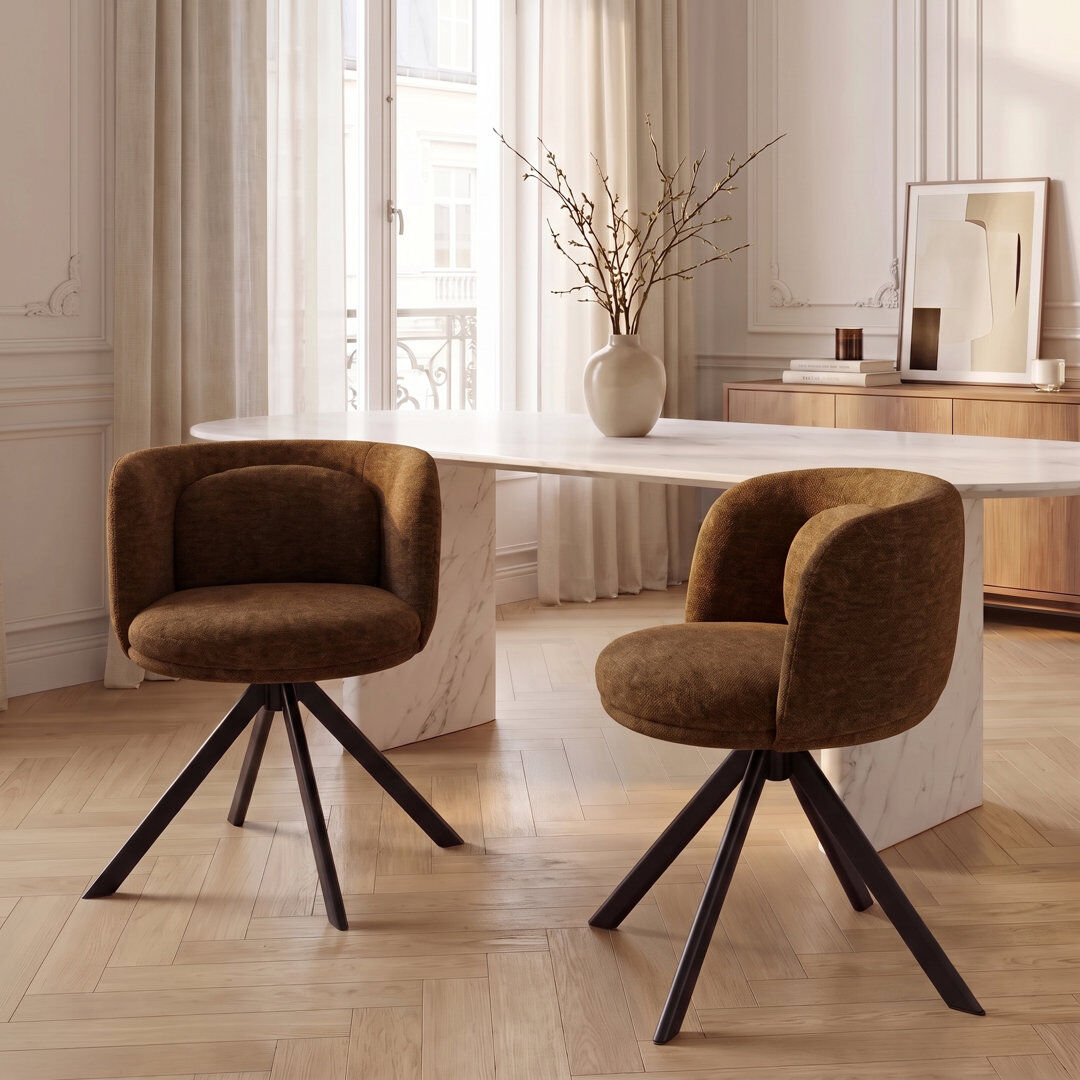 Brayden Studio 48 cm H Chenille Side Chair Brown 72cm H X 58.5cm W X 58.5cm D