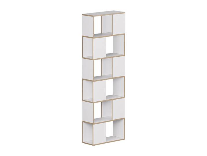 Vicco Raumteiler Eneos Weiß/Eiche 60 x 186 cm, Weiß, Eichefarben, 5 Fächer, Rechteckig, 60x186x24 cm, Wohnzimmer, Raumteiler, Raumtrenner