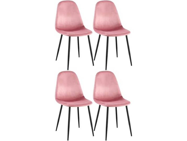 CLP Esszimmerstühle 4er Set Napier, Bequeme Küchenstühle gepolstert, Polsterstühle Esszimmer mit Rückenlehne, bis 150 kg belastbar, Farbe: pink, Material: Samt