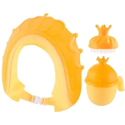 Relaxdays Haarwaschbecher Set mit Haube & Bürste Gelb,Orange