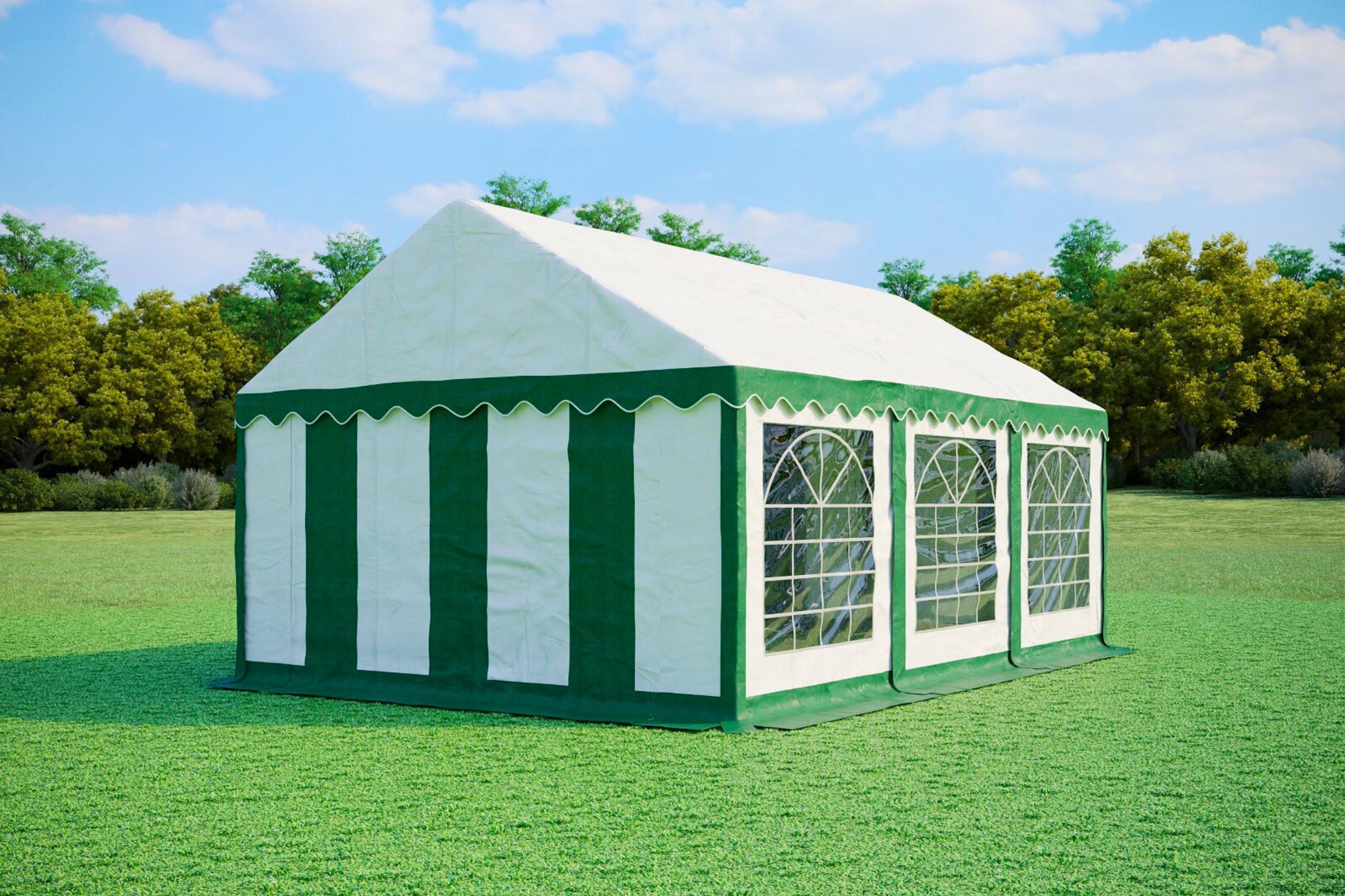 Partyzelt 4x6m PVC Standard Feuerfest - Grün und Weiß