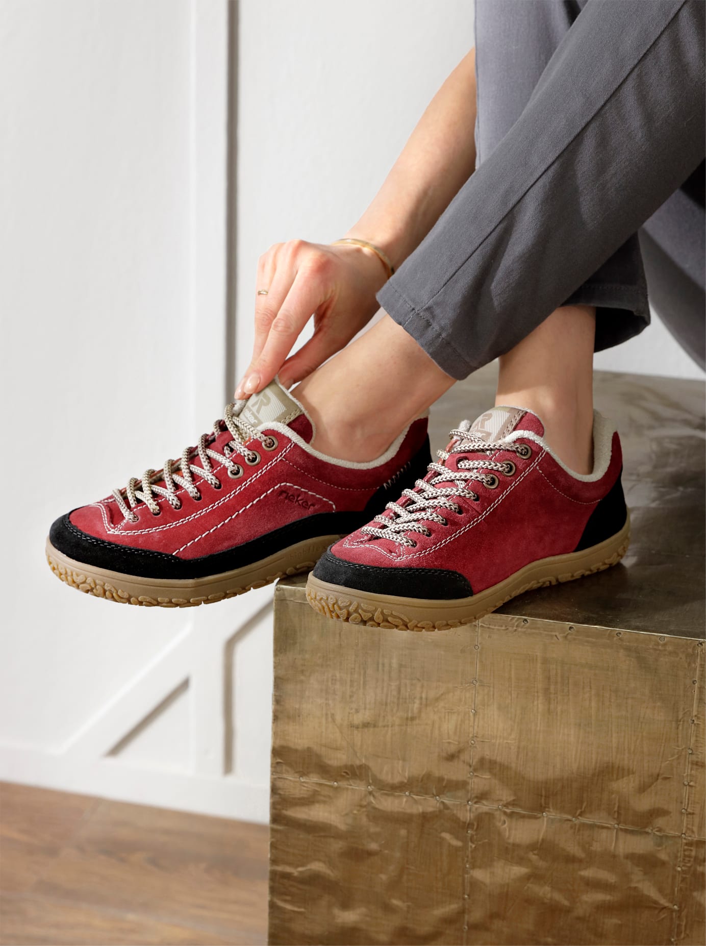 Sneaker RIEKER, Damen, Gr. 39, Textil, rot, Lederimitat, Schuhe Sneaker rot 39, Textil