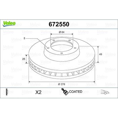 Valeo Bremsscheibe [Hersteller-Nr. 672550] für Volvo, Ford
