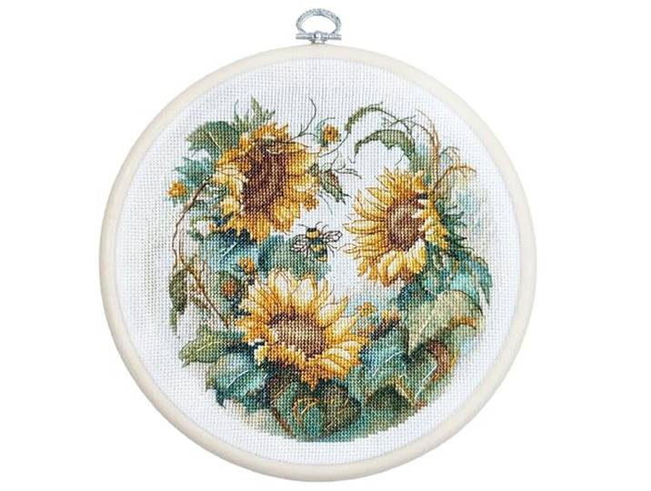 Luca-S Kruissteekkit zonnebloem, getelde kruissteekkit, borduurset voor handwerk