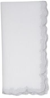 Saro Lifestyle Scalloped Edge Cloth Napkins (Set of 4) - Embroidered Dinner Napkins for Formal Dining & Entertaining