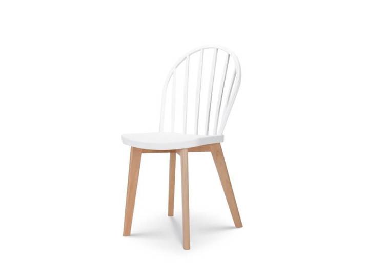 Chaise de salle à manger EMY blanche avec pieds en bois
