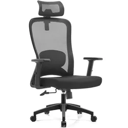 OfficeSense OS140 Ergonomischer Bürostuhl – NEN1335 – 2D-Kopfstütze – Neigbar – Mesh-Rückenlehne – Schwarz – Erwachsene