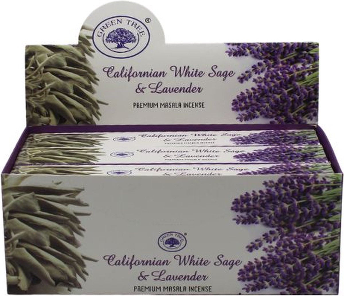 Green Tree Californian White Sage & Lavender Wierook, 4 x 15 g
