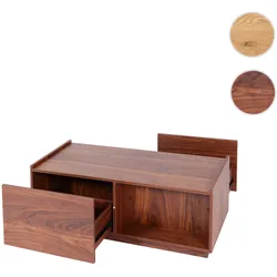Couchtisch HWC-J78, Wohnzimmertisch Beistelltisch Sofatisch, Schublade, MDF 110x50x40cm ~ Walnuss-Optik